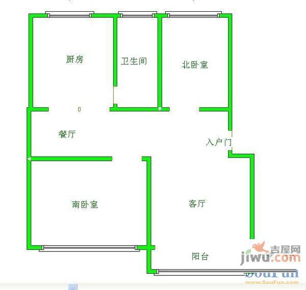 河嘉园2室1厅1卫86㎡户型图