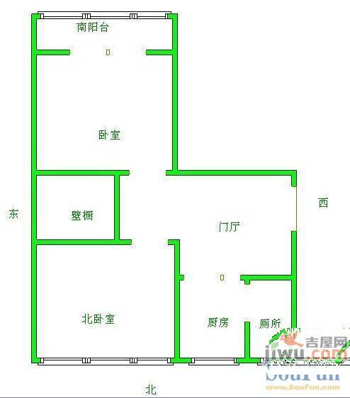 3小区2室2厅1卫61㎡户型图