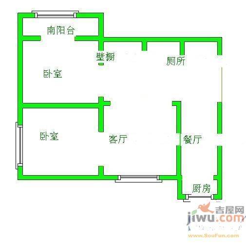 3小区2室2厅1卫61㎡户型图