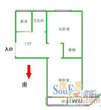 友谊里1室1厅1卫42㎡户型图