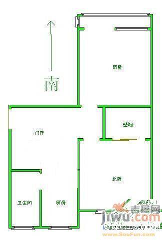 友谊里1室1厅1卫42㎡户型图