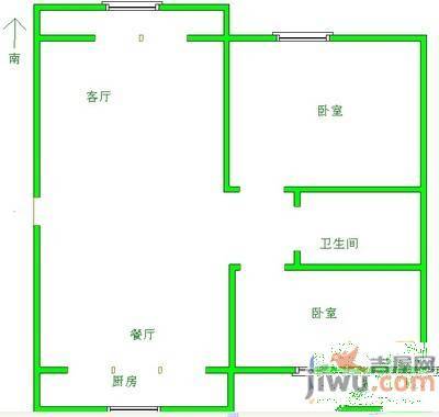 润竹苑2室2厅1卫95㎡户型图