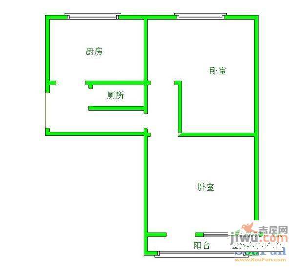 3号小区2室1厅1卫46㎡户型图