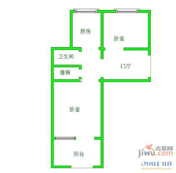 3号小区2室1厅1卫46㎡户型图