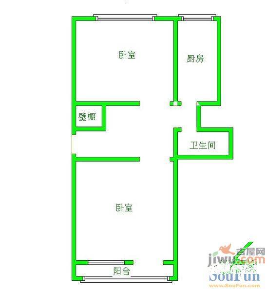 3号小区2室1厅1卫46㎡户型图