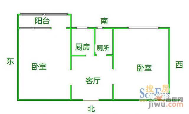 1小区0室2厅1卫户型图