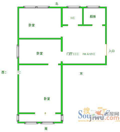 1小区0室2厅1卫户型图