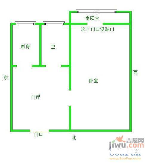 1小区0室2厅1卫户型图