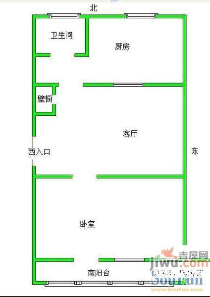 1小区0室2厅1卫户型图