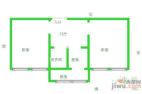 2小区2室1厅1卫57㎡户型图