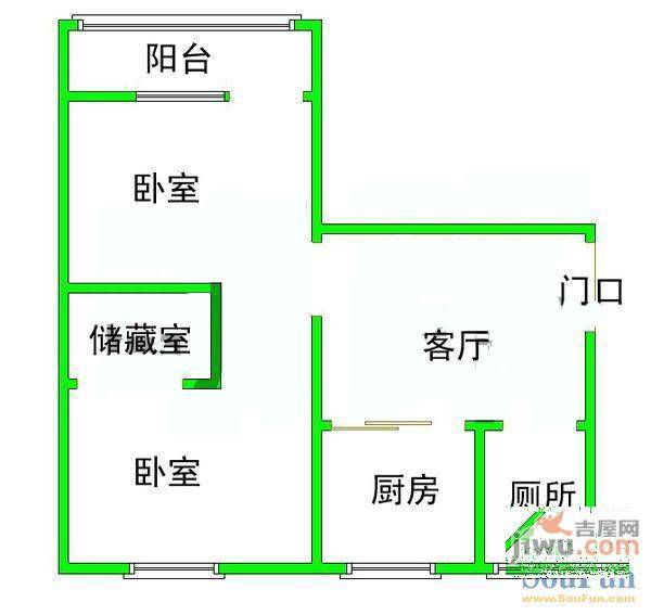 2小区2室1厅1卫57㎡户型图