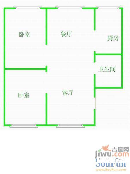 翔云里小区2室1厅1卫76㎡户型图