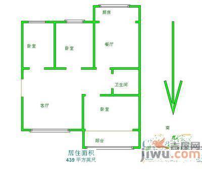 锦绣园3室2厅1卫107㎡户型图