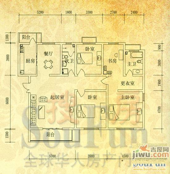 帝景豪庭2室1厅1卫101.7㎡户型图