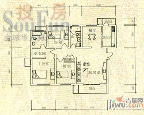 帝景豪庭2室1厅1卫101.7㎡户型图