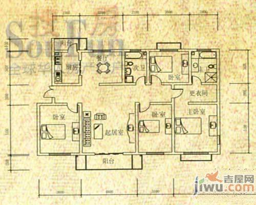 帝景豪庭2室1厅1卫101.7㎡户型图