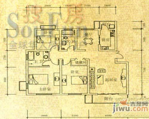 帝景豪庭2室1厅1卫101.7㎡户型图