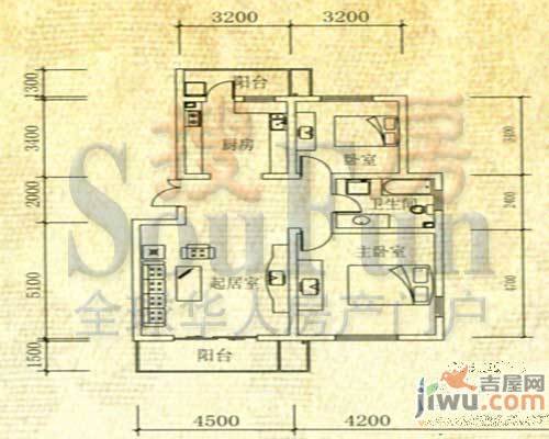 帝景豪庭2室1厅1卫101.7㎡户型图