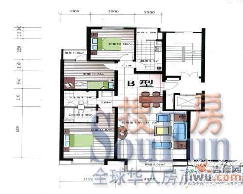 龙腾花园3室2厅1卫155.2㎡户型图