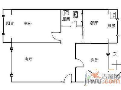 莲景花园2室2厅1卫75㎡户型图