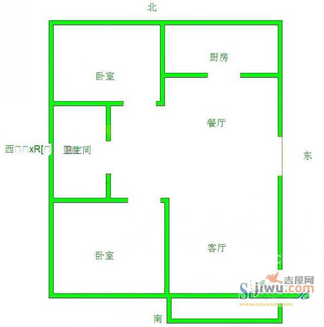 水景花苑1室1厅1卫户型图