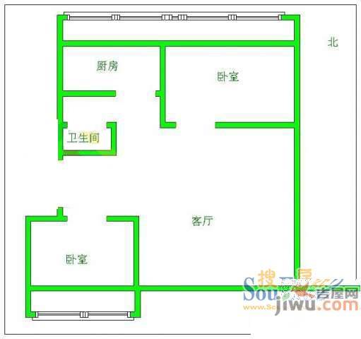 水景花苑1室1厅1卫户型图