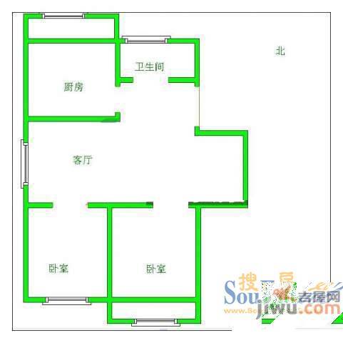 水景花苑1室1厅1卫户型图