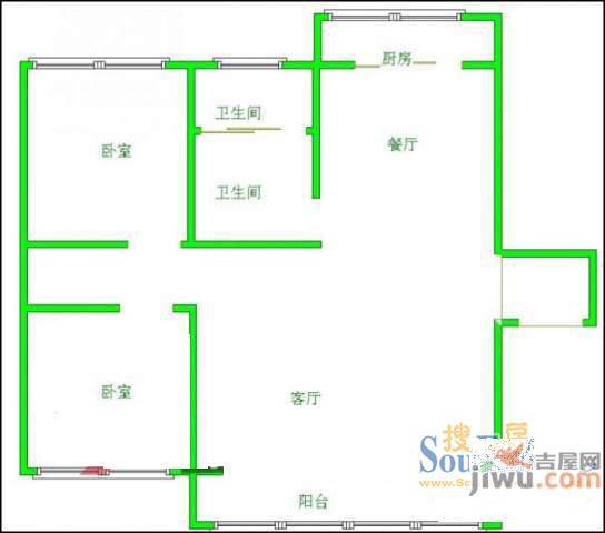 水景花苑1室1厅1卫户型图