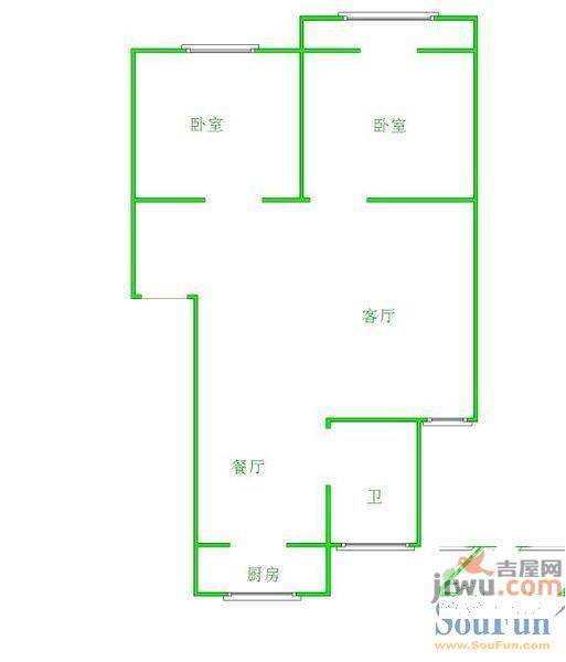 河嘉园2室1厅1卫86㎡户型图