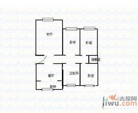 金鑫楼3室2厅2卫120㎡户型图