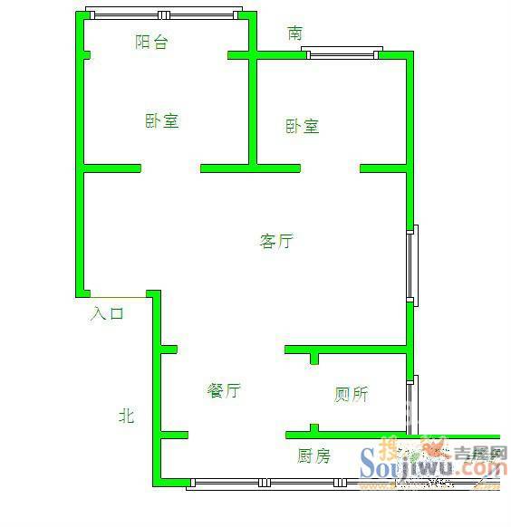 新兴小区3室2厅1卫户型图