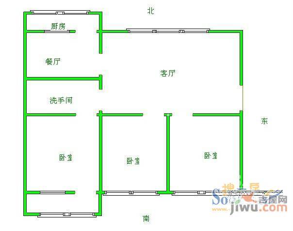 新兴小区3室2厅1卫户型图