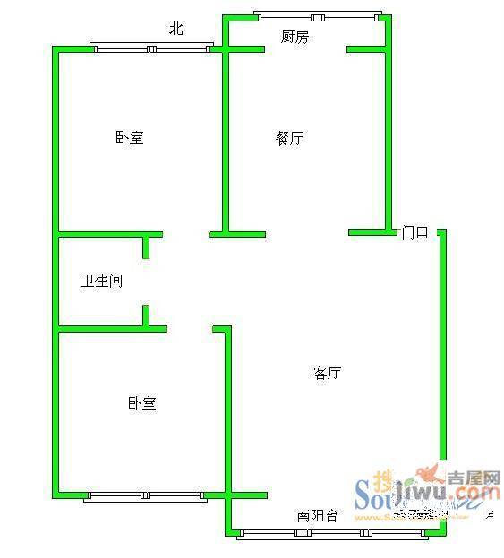 阳光家园1室2厅2卫户型图