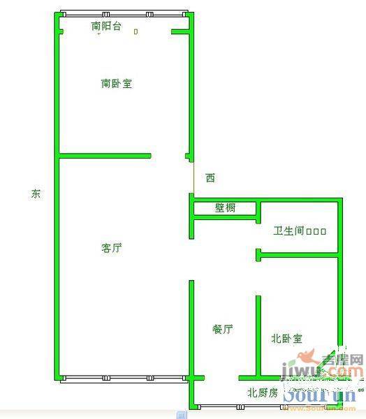 锦绣家园2室2厅1卫97㎡户型图