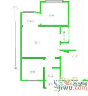 五月阳光2室1厅1卫户型图