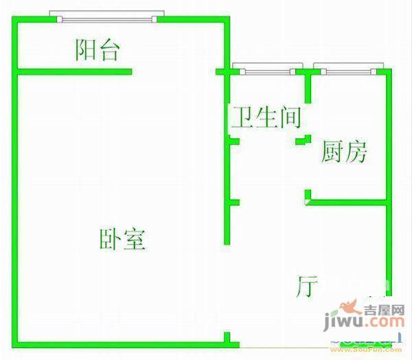 66号小区2室1厅1卫56㎡户型图