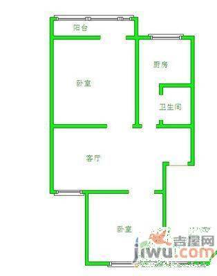 66号小区2室1厅1卫56㎡户型图