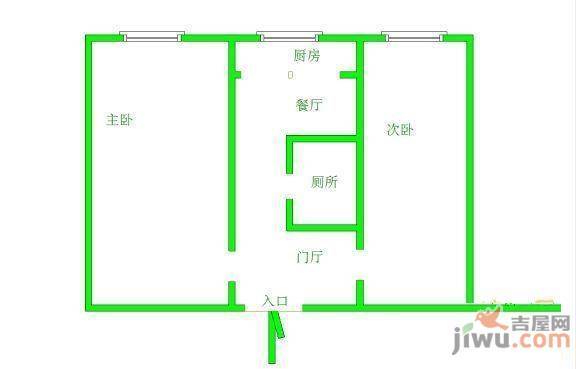 66号小区2室1厅1卫56㎡户型图