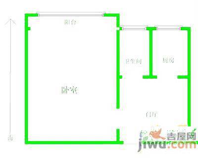 缸窑热电楼2室1厅1卫58㎡户型图