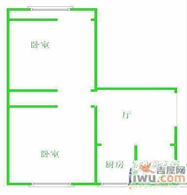 缸窑热电楼2室1厅1卫58㎡户型图