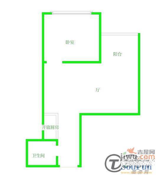 缸窑热电楼2室1厅1卫58㎡户型图