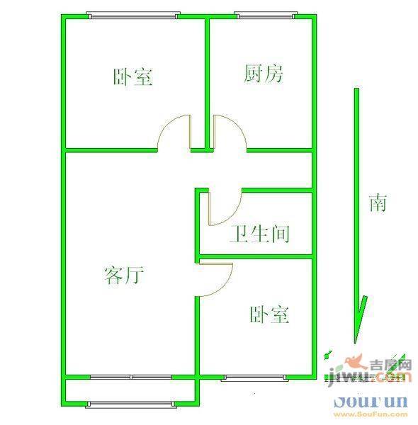 惠苑楼2室2厅1卫81㎡户型图