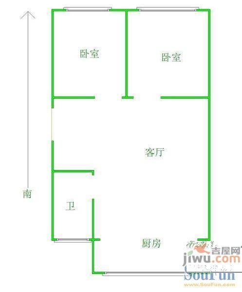 惠苑楼2室2厅1卫81㎡户型图