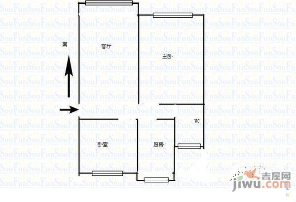 莲景花园2室2厅1卫75㎡户型图