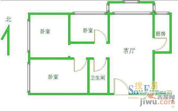 贾庵子新村2室1厅1卫户型图