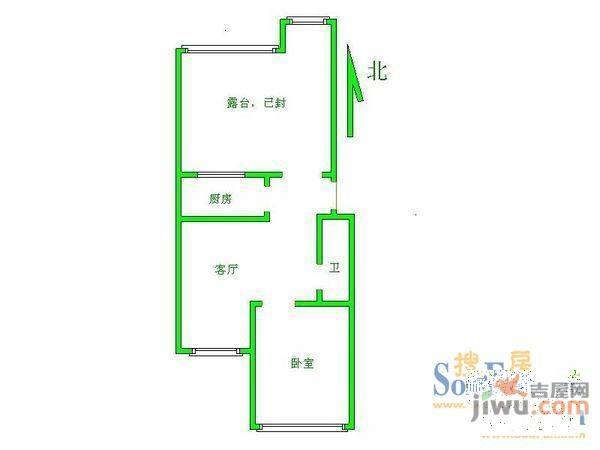 贾庵子新村2室1厅1卫户型图