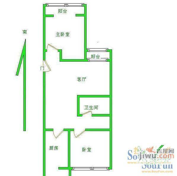 贾庵子新村2室1厅1卫户型图