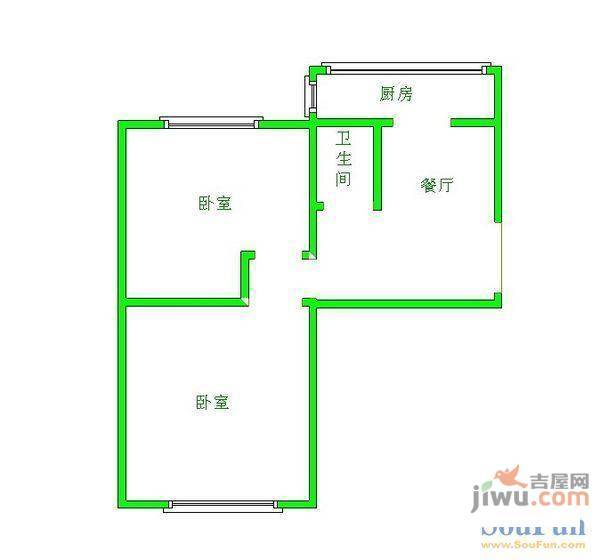 水机楼2室1厅1卫户型图