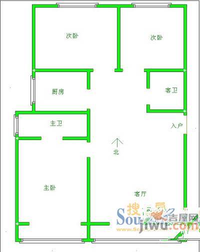 金洋旺座3室2厅2卫134㎡户型图