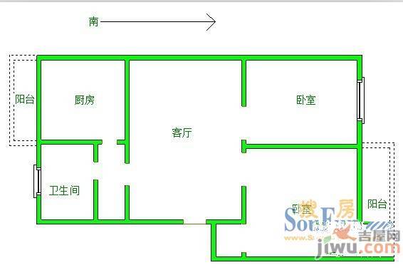 德源里3室1厅1卫65㎡户型图